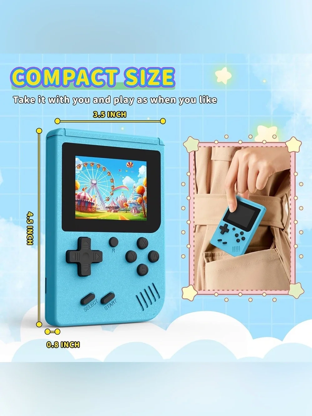 Portable Handheld Gaming Console - Blue